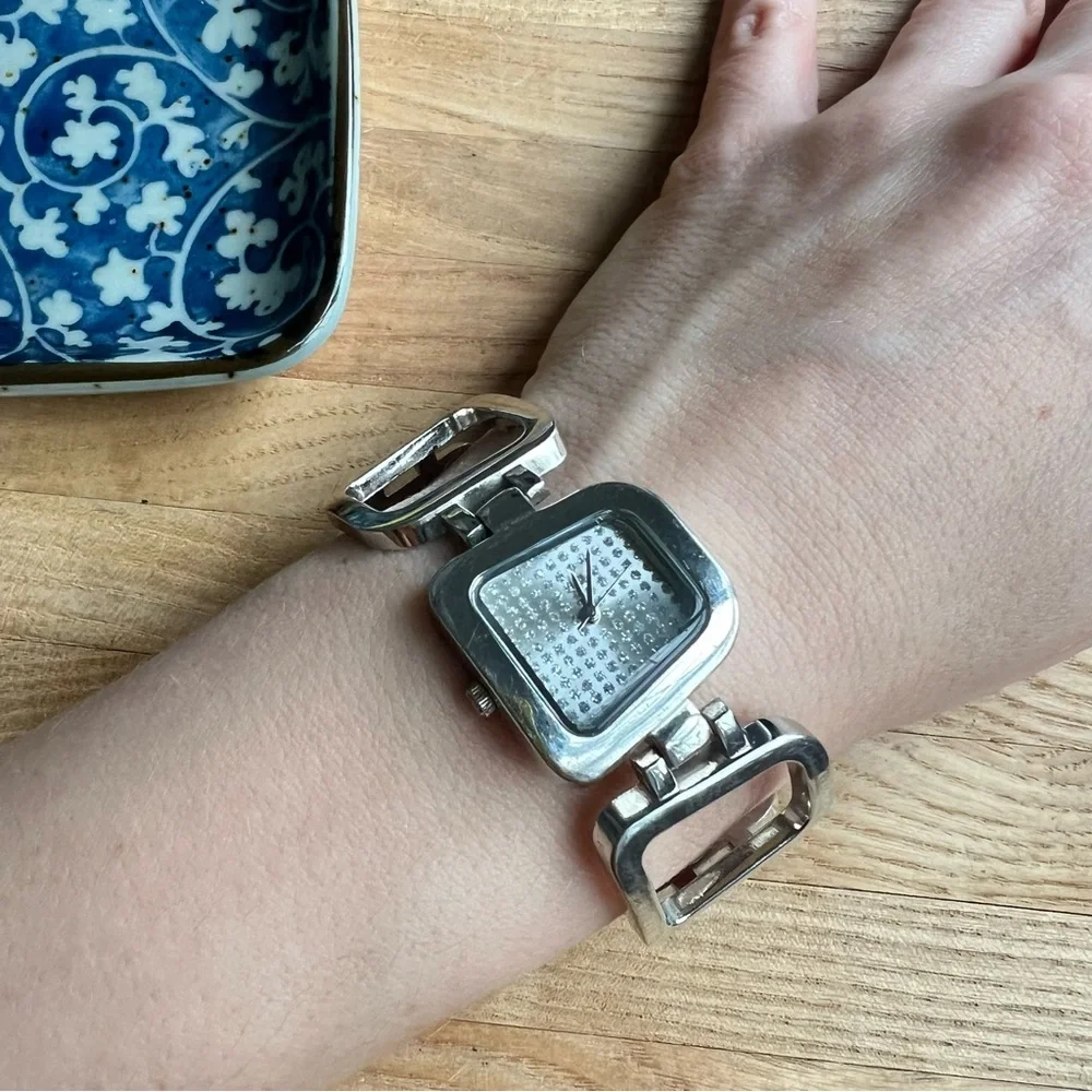 Valletta ladies square silver tone fashion bracelet watch NEW BATTERY
